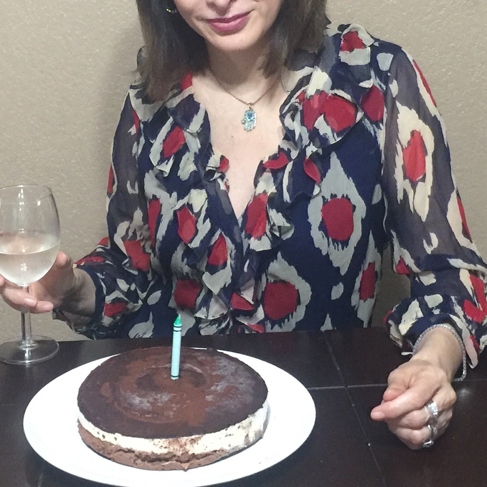 DVF Blue,red and off white ruffle layered top